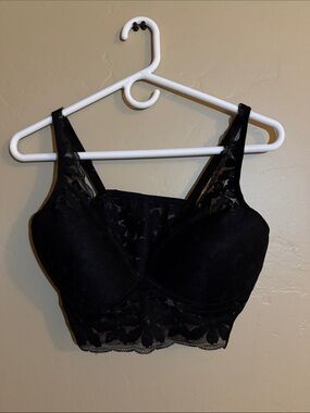PINK Victoria's Secret Black Lace Longline Bralette